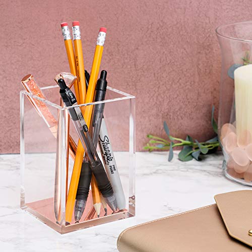 Acrylic Rosegold Pen/Brush Holder